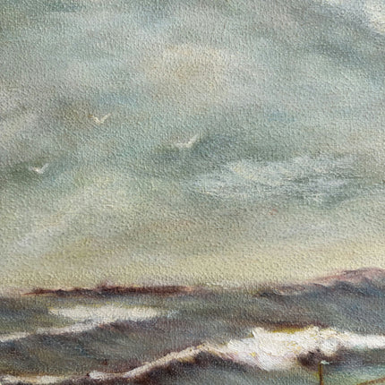 Refined Seascape Oil Painting "Fishing Boats" Expressive Small Art Holland Art Shop