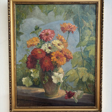Elegant Floral Still Life Oil Painting "Flower Vase" Vintage French  Art Holland Art Shop