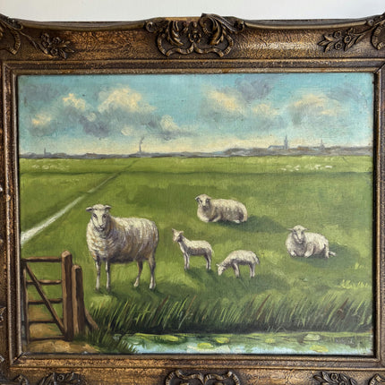Expressive Animals Oil Painting "Grazing Sheep" Handcrafted Artwork Holland Art Shop