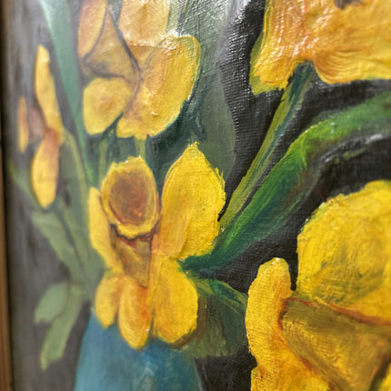 Original Floral Still Life Oil Painting "Yellow Vase" Elegant Artwork Holland Art Shop
