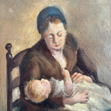 Elegant Figurative Oil Painting "Nursing Mother" Original Dutch Art Holland Art Shop