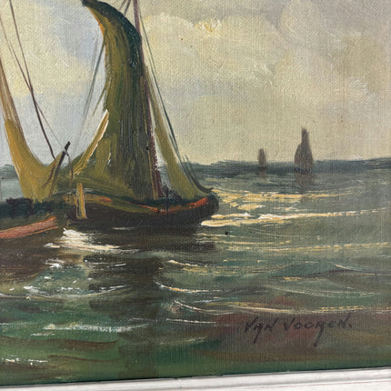 Refined Seascape Oil Painting "Sailing Boat" Rustic Art Holland Art Shop
