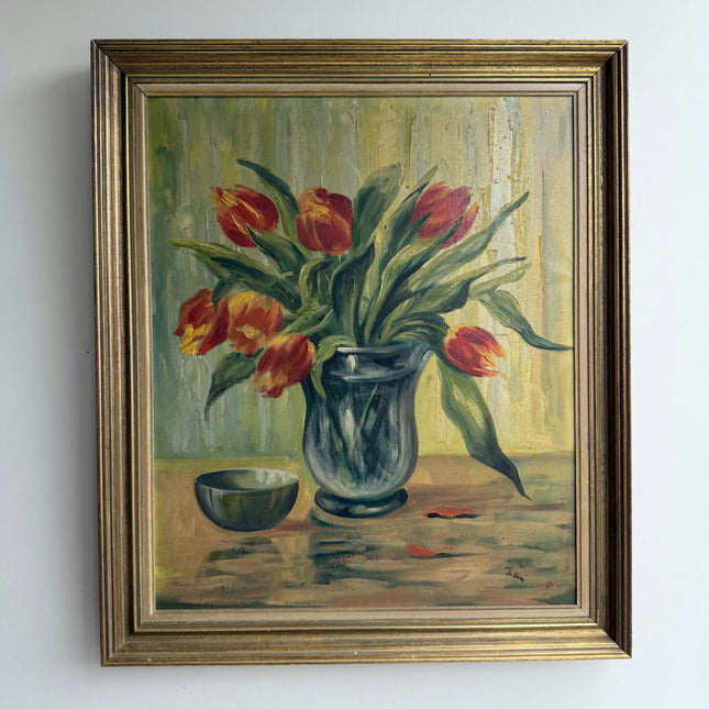 Expressive Flowery Still Life Oil Painting "Tulip Vase" Detailed Art Holland Art Shop