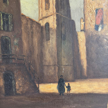 Original Cityscape Oil Painting "Town Belltower" Classic Large Artwork Holland Art Shop