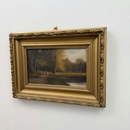 Refined Landscape Oil Painting "Solitary Woman" Rustic Small Artwork Holland Art Shop