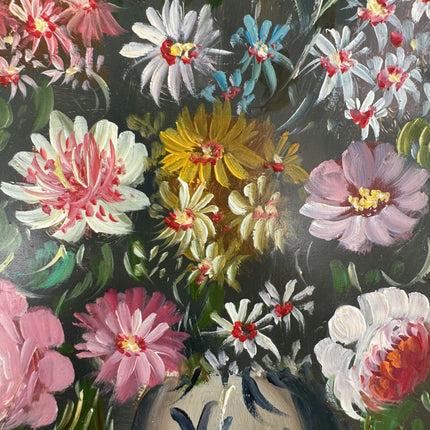 Vintage Floral Still Life Oil Painting "Floral Vase" Rustic Small Art Holland Art Shop