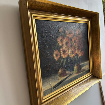 Elegant Floral Still Life Oil Painting "Sunflower Bouquet" Vintage Artwork Holland Art Shop