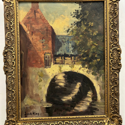 Authentic Cityscape Oil Painting "Stone Bridge" Handcrafted Art Holland Art Shop