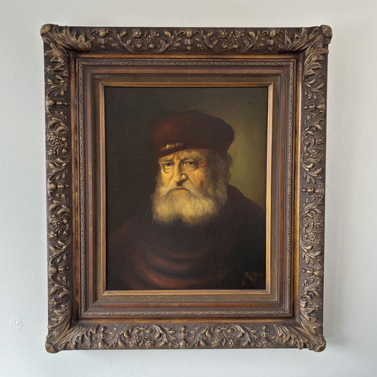 Marvelous Oil Painting Portrait "Wise Elder" Baroque Framed Large Art