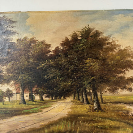 Antique Oil Painting Landscape "Tree Line" Handcrafted Large Art Holland Art Shop