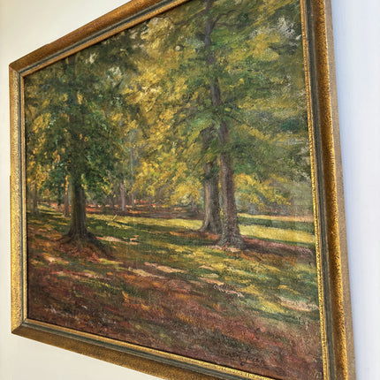 Timeless Landscape Oil Painting "Sunlit Trees" Rustic Artwork Holland Art Shop