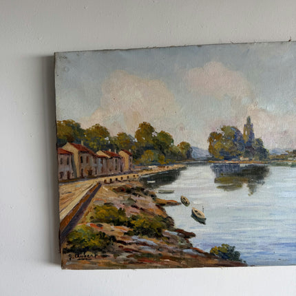 Traditional Landscape Oil Painting "Tall Cypress" Handcrafted Small Artwork Holland Art Shop