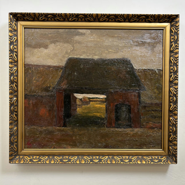 Authentic Farm Oil Painting "Thatched Roof" Refined Large Artwork Holland Art Shop