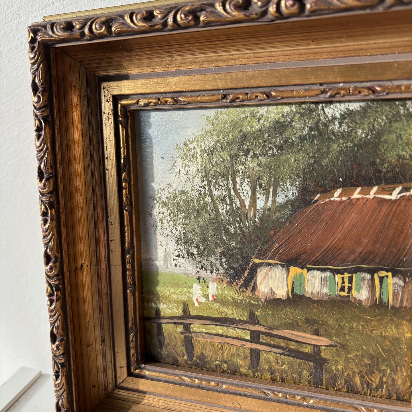 Original Landscape Oil Painting "Thatched Cottage" Traditional Small Art