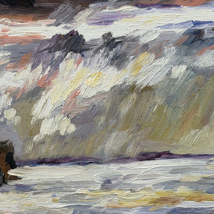 Original Seascape Oil Painting "Rocky Cliff" Authentic Small Art Holland Art Shop