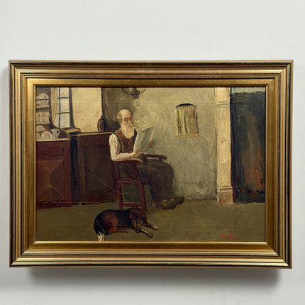 Original Church Interior Oil Painting "Bearded Reader" Traditional Art Holland Art Shop