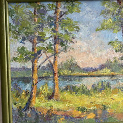Classic Landscape Oil Painting "Birch Trees" Rustic Small Art Holland Art Shop