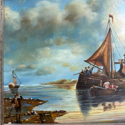 Authentic Harbor Scene Oil Painting "Sailing Boat" Timeless Small Art Holland Art Shop