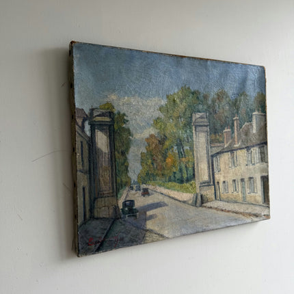 1928 Cityscape Oil Painting "City Street" Artwork Holland Art Shop