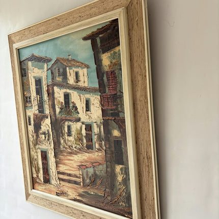 Timeless Cityscape Oil Painting "Mediterranean Houses" Refined Large Artwork Holland Art Shop