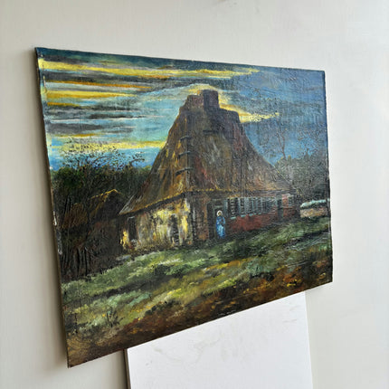 Original Landscape Oil Painting "Thatched Cottage" Expressive Art Holland Art Shop