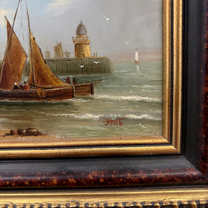 Expressive Seascape Oil Painting "Fishing Boat" Traditional Small Artwork Holland Art Shop