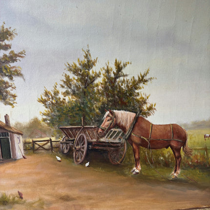 Timeless Landscape Oil Painting "Farm Horse" Original Large Art Holland Art Shop