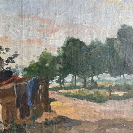 1934 Farm Oil Painting "Village Road" Artwork Holland Art Shop