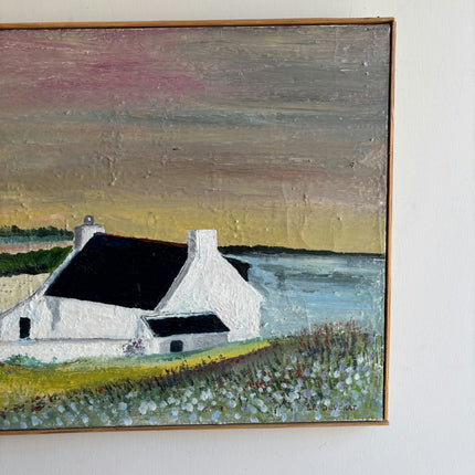 Refined Seascape Oil Painting "White Cottage" Classic Artwork Holland Art Shop