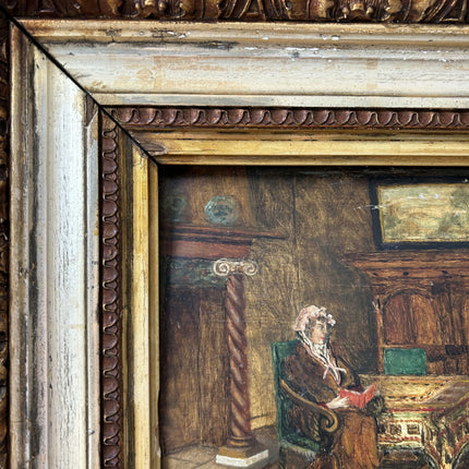19th Century Antique Interior Oil Painting "Gilded Frame" Artwork Holland Art Shop