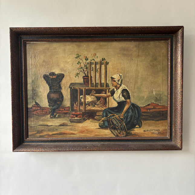 Vintage Figurative Oil Painting "Seated Woman" Authentic Artwork Holland Art Shop