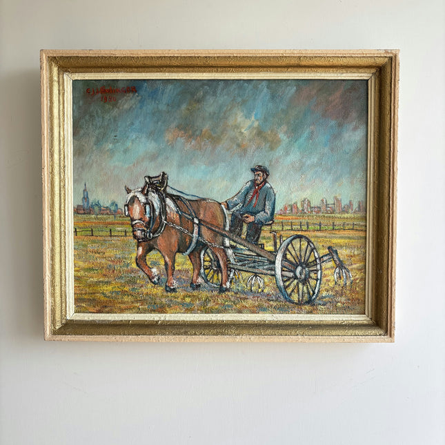 Traditional Farm Oil Painting "Horse Cart" Refined Art Holland Art Shop