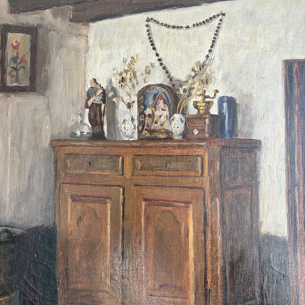 Original Interior Oil Painting "Wooden Cabinet" Handcrafted Large Art Holland Art Shop