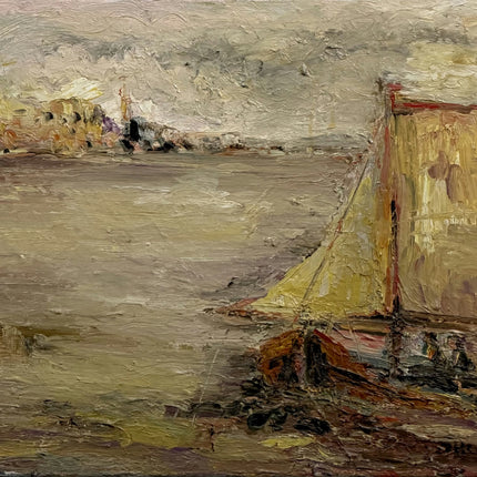 Authentic Seascape Oil Painting "Sailboat Bow" Traditional Artwork Holland Art Shop
