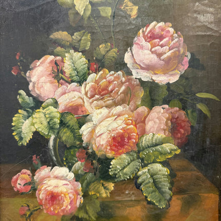 Vintage Flowery Still Life Oil Painting "Peony Bouquet" Original Small Art Holland Art Shop