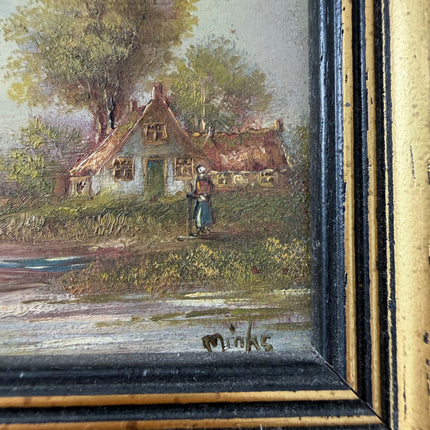 Elegant Landscape Oil Painting "Gilded Frame" Handcrafted Small Art Holland Art Shop