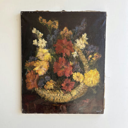 Timeless Floral Still Life Oil Painting "Woven Basket" German Artwork Holland Art Shop