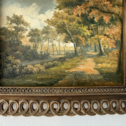 Vintage Oil Painting Landscape "Autumn Pathway" Refined Small Art Holland Art Shop