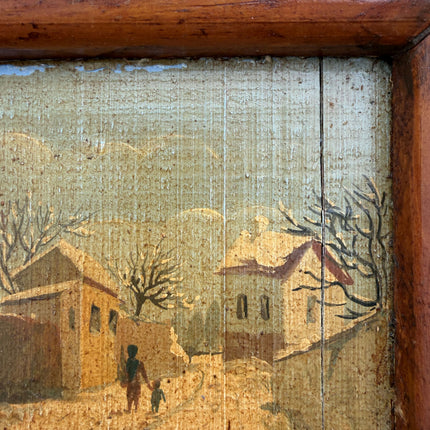 Original Winter Landscape Oil Painting "Snowy Village" Expressive Small Art Holland Art Shop