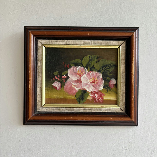 Rustic Floral Still Life Oil Painting "Pink Roses" Original Small Art Holland Art Shop