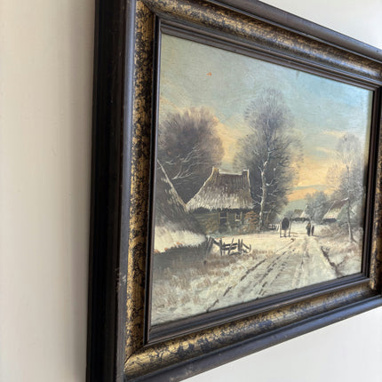 Handcrafted Farm Oil Painting "Thatched Cottage" Expressive Art Holland Art Shop