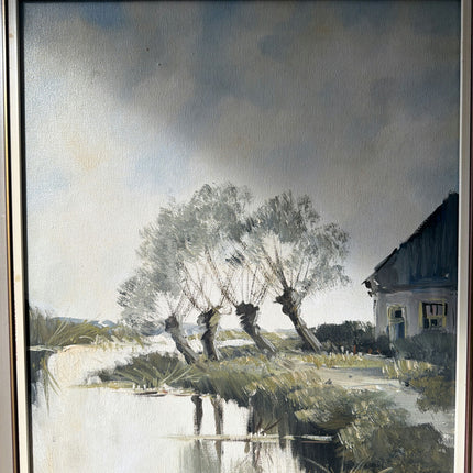 Traditional Landscape Oil Painting "River Trees" Original Artwork Holland Art Shop