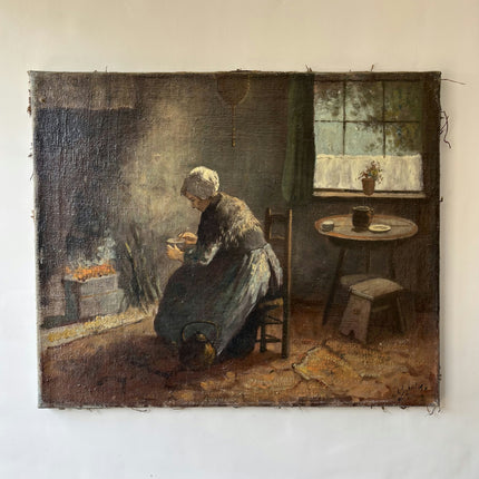 Refined Interior Oil Painting "Seated Woman" Rustic Art Holland Art Shop