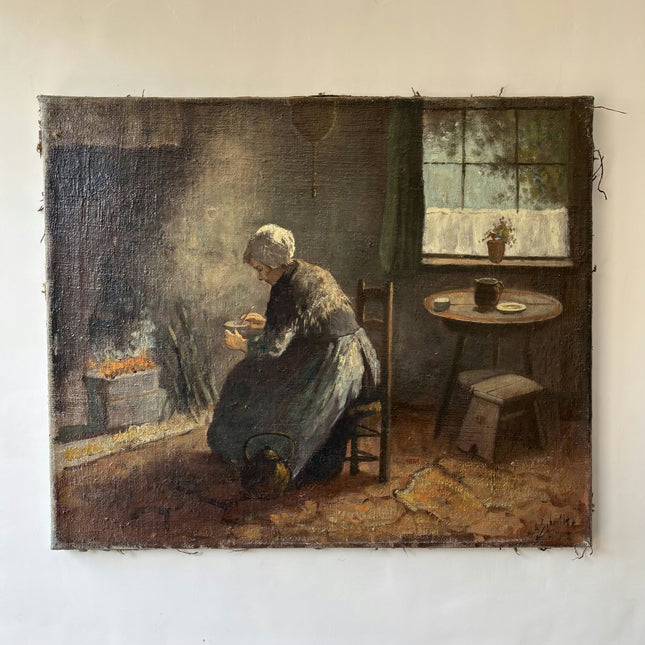 Refined Interior Oil Painting "Seated Woman" Rustic Art Holland Art Shop