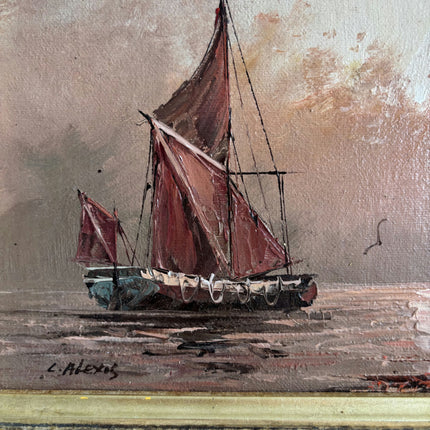 Expressive Seascape Oil Painting "Gilded Frame" Classic Small Artwork Holland Art Shop