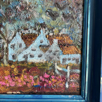 Detailed Landscape Oil Painting "Blue Frame" Timeless Small Artwork Holland Art Shop