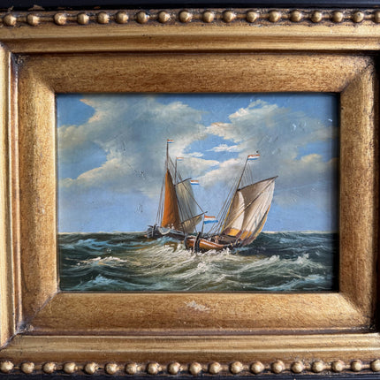 Original Seascape Oil Painting "Gilded Frame" Traditional Art Holland Art Shop