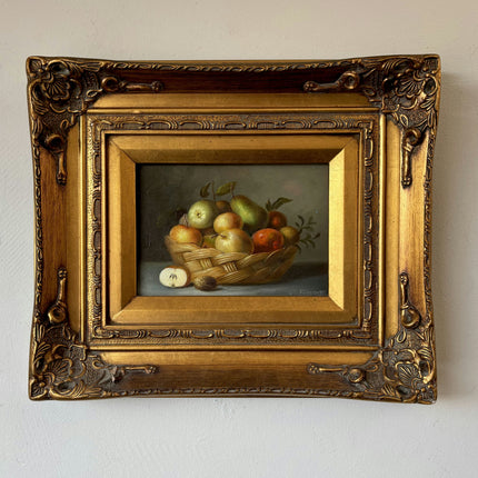Traditional Oil Painting Still Life "Fruit Basket" Remarkable Small Art Holland Art Shop