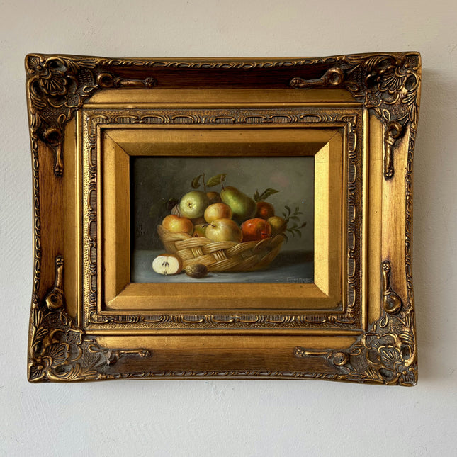 Traditional Oil Painting Still Life "Fruit Basket" Remarkable Small Art Holland Art Shop