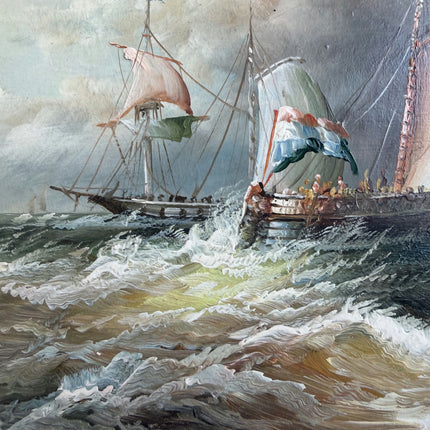 Original Seascape Oil Painting "Sailing Ship" Traditional Artwork Holland Art Shop